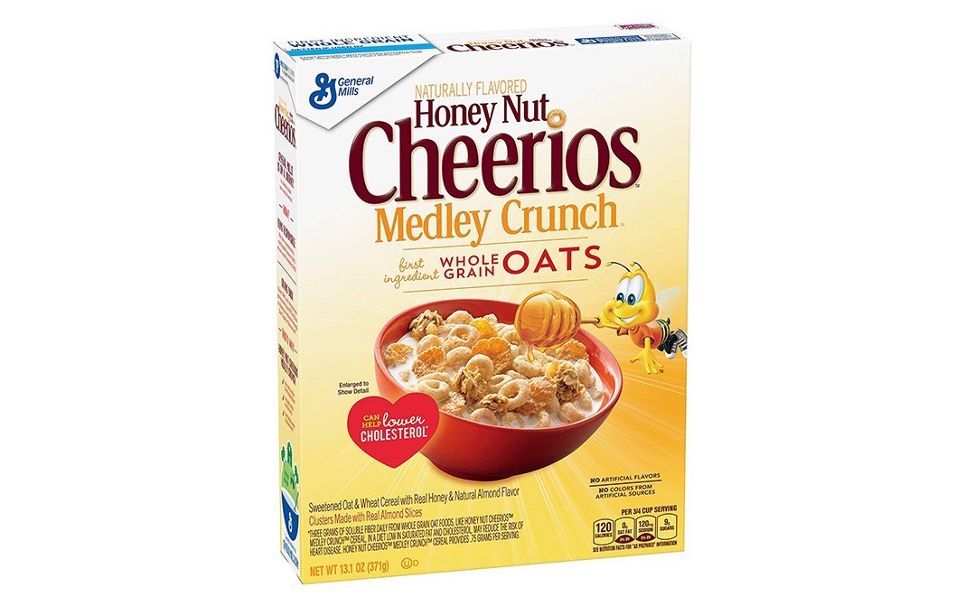 General Mills Naturrally Flavoured Honey Nut Cheerios, Medley Crunch Whole Grain Oats   Box  371 grams